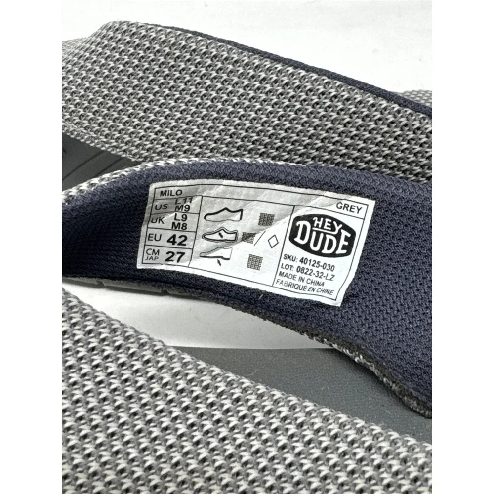 Hey Dude Milo Slip-on Thong Sandals‎ Grey 40125-030 Men's 9 Women's 11